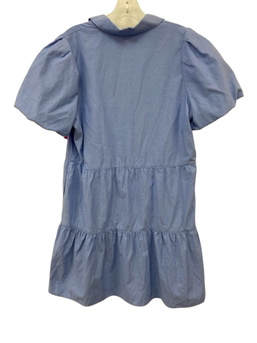 Brochu Walker Size L Blue Polyester & Cotton Short Puff Sleeve Buttons Dress Blue / L