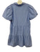 Brochu Walker Size L Blue Polyester & Cotton Short Puff Sleeve Buttons Dress Blue / L