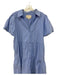 Brochu Walker Size L Blue Polyester & Cotton Short Puff Sleeve Buttons Dress Blue / L