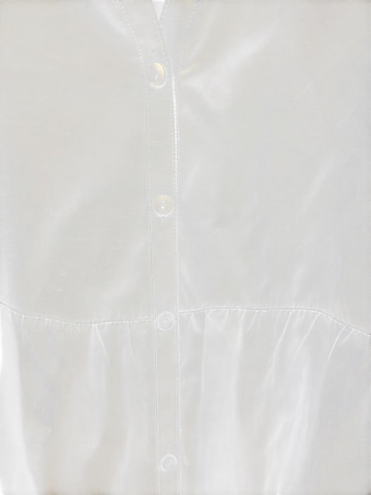 Brochu Walker Size L Blue Polyester & Cotton Short Puff Sleeve Buttons Dress Blue / L