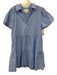 Brochu Walker Size L Blue Polyester & Cotton Short Puff Sleeve Buttons Dress Blue / L