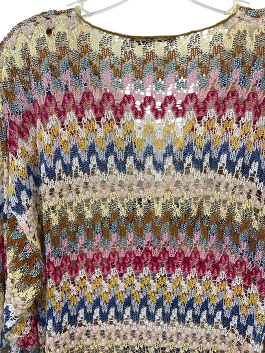 Missoni Size 44 Gold, Pink, Multi Viscose 1/2 Sleeve Knit Metallic Coverup Dress Gold, Pink, Multi / 44