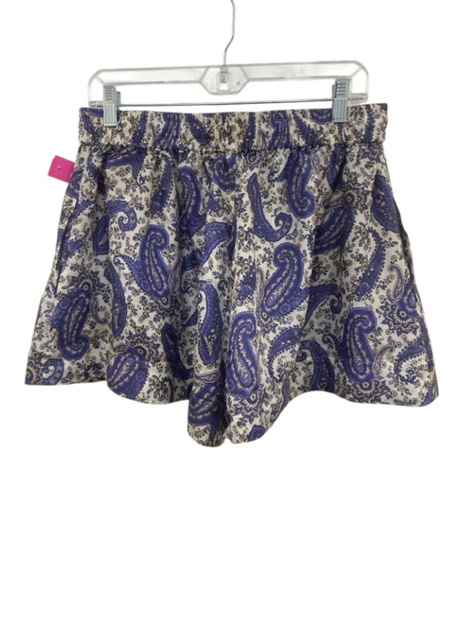 Zimmermann Size 2/M Blue, Beige, White Silk Elastic Drawstring Waist Shorts Blue, Beige, White / 2/M