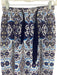 Carolina K Size M Dark Blue, Blue & Creme Silk Elastic Drawstring Waist Pants Dark Blue, Blue & Creme / M