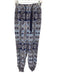 Carolina K Size M Dark Blue, Blue & Creme Silk Elastic Drawstring Waist Pants Dark Blue, Blue & Creme / M