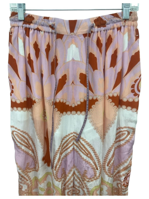 Carolina K Size M Orange, Purple, Multi Viscose Elastic Drawstring Waist Pants Orange, Purple, Multi / M