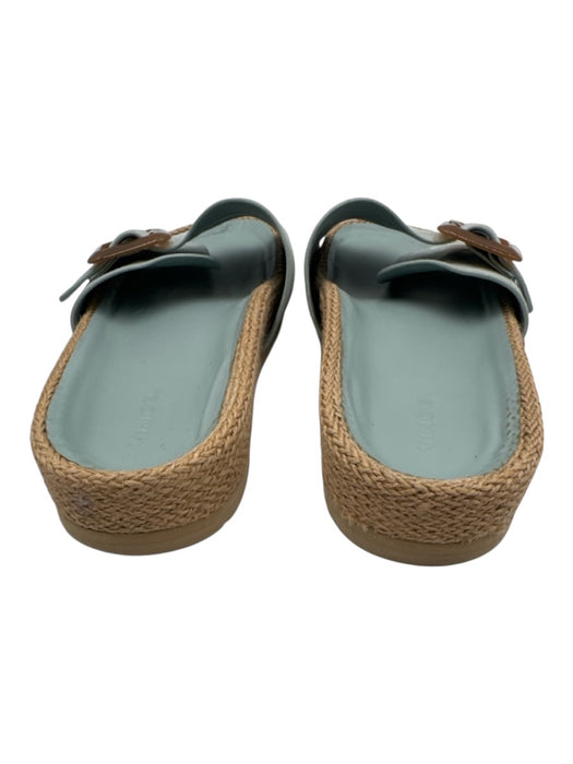 Vince Shoe Size 9 Light blue & brown Leather Espadrille Buckle Detail Sandals Light blue & brown / 9