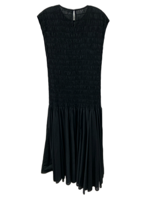 Merlette Size S Black Cotton Sleeveless Smocked Bodice Drop Waist Midi Dress Black / S