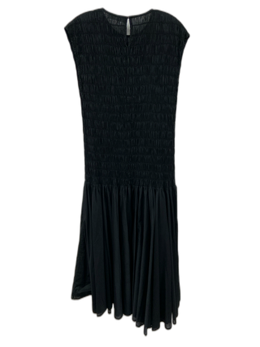 Merlette Size S Black Cotton Sleeveless Smocked Bodice Drop Waist Midi Dress Black / S