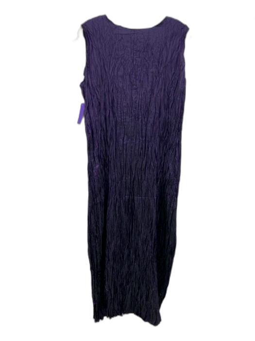 Lee Andersen Size M Purple & Black Acetate & Rayon Sleeveless Crinkle Midi Dress Purple & Black / M