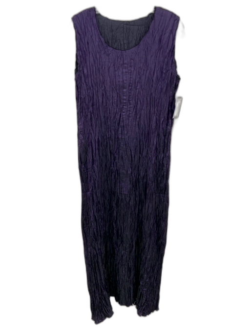Lee Andersen Size M Purple & Black Acetate & Rayon Sleeveless Crinkle Midi Dress Purple & Black / M