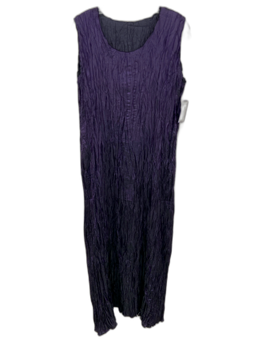 Lee Andersen Size M Purple & Black Acetate & Rayon Sleeveless Crinkle Midi Dress Purple & Black / M