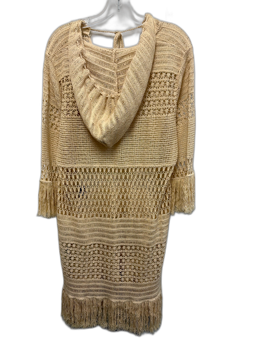 Zimmermann Size M/L Beige Cotton Blend 3/4 Sleeve Crochet Knit Hood Dress Beige / M/L
