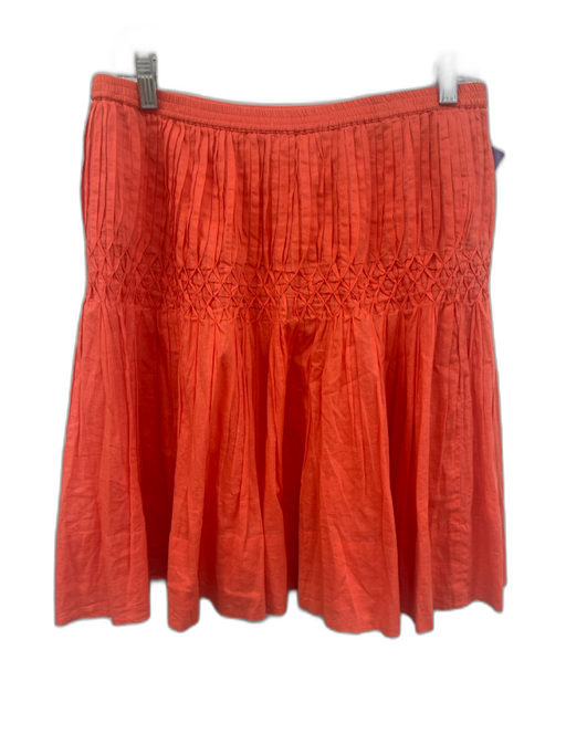 Gretchen Scott Size M Coral Orange Cotton Elastic Waistband Gathered Mini Skirt Coral Orange / M
