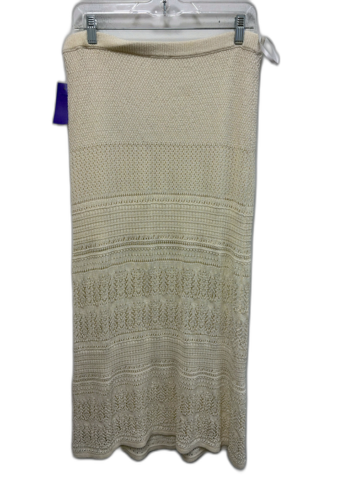 Minnie Rose Size M Cream Cotton Blend Elastic Waist Sheer Crochet Lace Skirt Cream / M