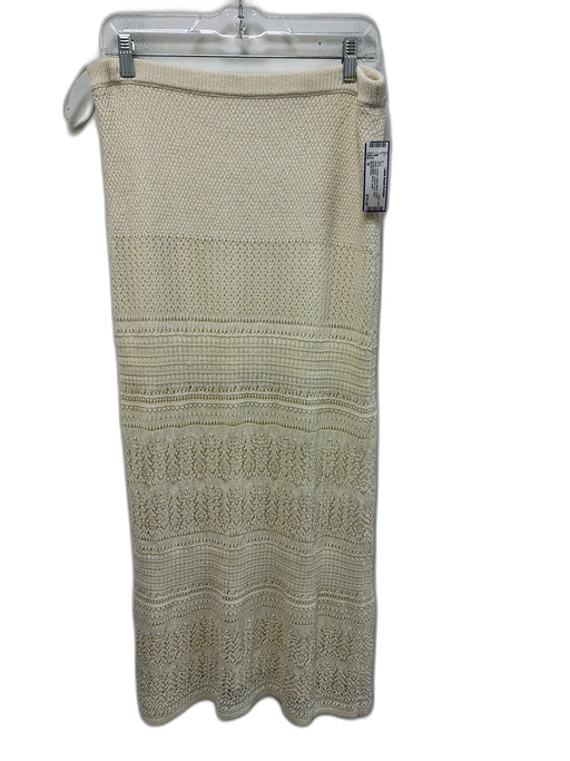 Minnie Rose Size M Cream Cotton Blend Elastic Waist Sheer Crochet Lace Skirt Cream / M