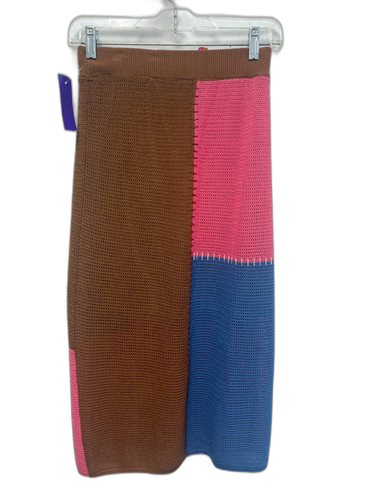Mukzin Size S Brown, Pink, Multi Cellulose & Polyester Short Sleeve Skirt Set Brown, Pink, Multi / S