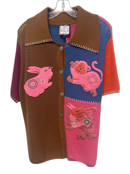 Mukzin Size S Brown, Pink, Multi Cellulose & Polyester Short Sleeve Skirt Set Brown, Pink, Multi / S