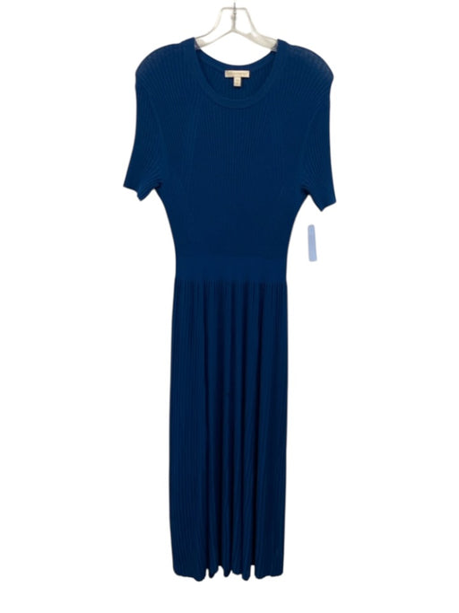 Ann Mashburn Size M Blue Viscose & Polyester Short Sleeve Knit Flare Midi Dress Blue / M