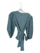 Never a Wallflower Size M Slate Blue Cotton Long Balloon Sleeve Eyelet Wrap Top Slate Blue / M