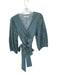 Never a Wallflower Size M Slate Blue Cotton Long Balloon Sleeve Eyelet Wrap Top Slate Blue / M