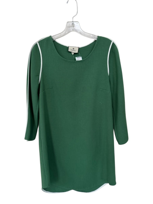 Tuckernuck Size S Green & White Polyester Long Sleeve Piping Dress Green & White / S