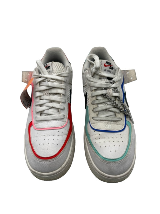 Nike Shoe Size 10 White Blue & Red Leather Lace Up Low Top Chain Detail Sneakers White Blue & Red / 10