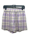 Ganni Size 36 Purple, Yellow, Black Cotton Blend Elastic Waist Plaid Shorts Purple, Yellow, Black / 36