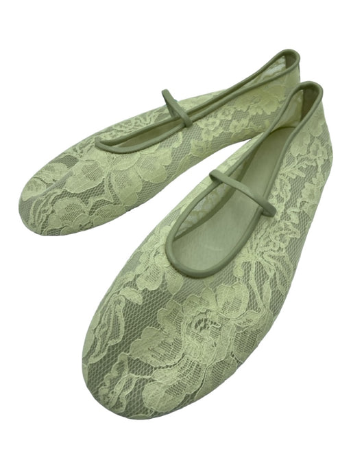 Jeffrey Campbell Shoe Size 10 Green Nylon Ballet Flat Floral Lace Sheer Flats Green / 10