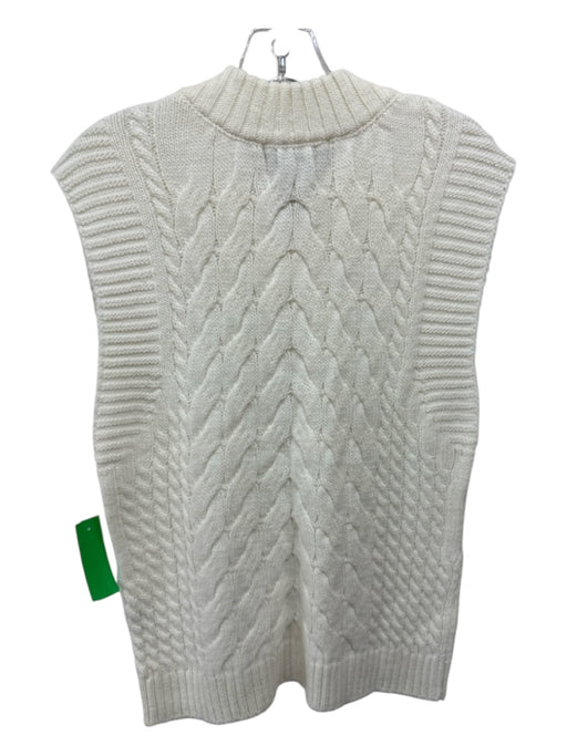 Alohas Size M Cream Alpaca Blend Cable Knit Ribbed V Neck Vest Sweater Cream / M
