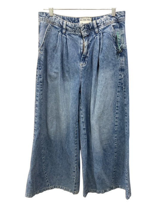 We The Free Size 28 Med Light Wash Cotton Denim High Rise Pleat Detail Jeans Med Light Wash / 28