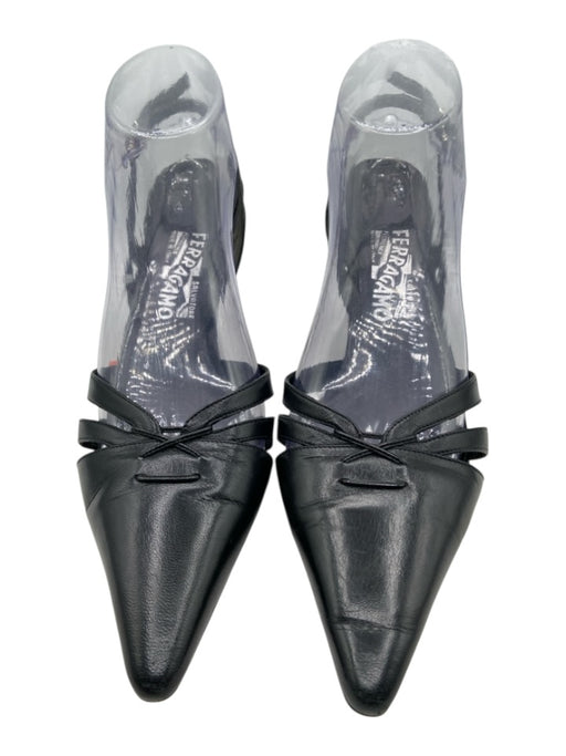 Salvatore Ferragamo Shoe Size 10 Black Leather Pointed Toe D'Orsay Pumps Black / 10