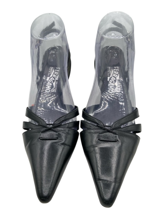 Salvatore Ferragamo Shoe Size 10 Black Leather Pointed Toe D'Orsay Pumps Black / 10