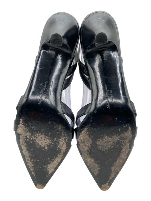 Salvatore Ferragamo Shoe Size 10 Black Leather Pointed Toe D'Orsay Pumps Black / 10