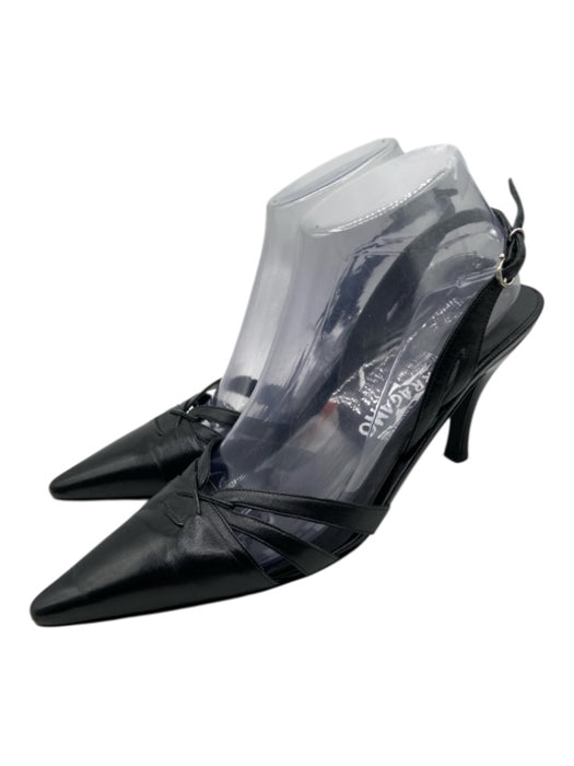 Salvatore Ferragamo Shoe Size 10 Black Leather Pointed Toe D'Orsay Pumps Black / 10