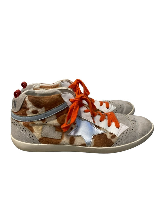 Golden Goose Shoe Size est 9  White Brown & Silver Orange Laces High Top Shoes White Brown & Silver / est 9