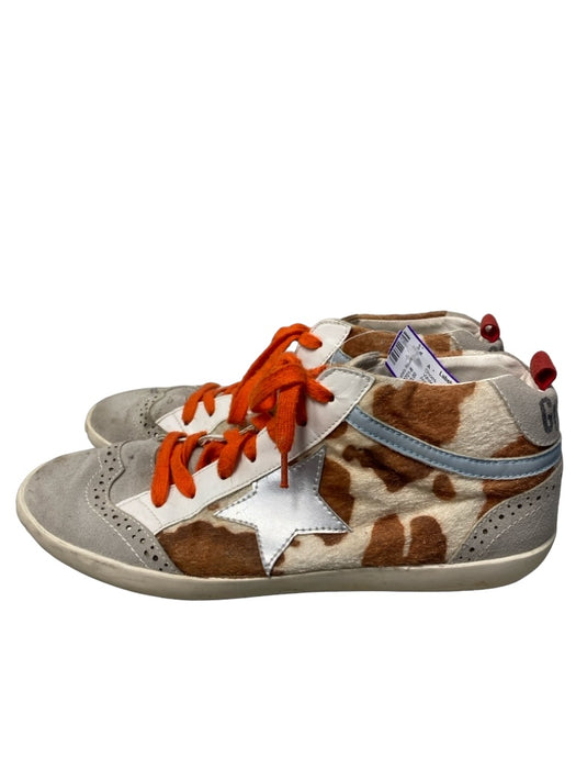 Golden Goose Shoe Size est 9  White Brown & Silver Orange Laces High Top Shoes White Brown & Silver / est 9