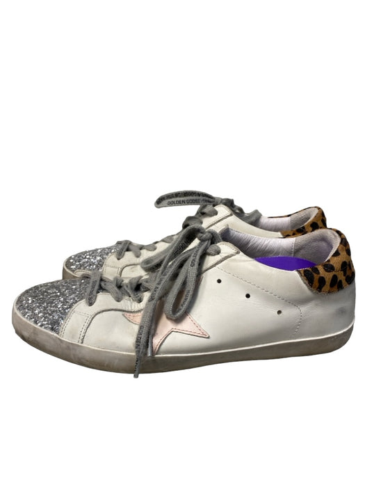 Golden Goose Shoe Size est 9 White Brown & Pink Glitter Toe Animal Motif Shoes White Brown & Pink / est 9