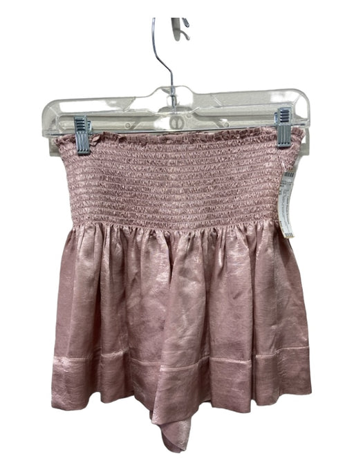 Koch Size XS Pink Acetate Smocked Waist Band Satin Wide Leg Shorts Pink / XS