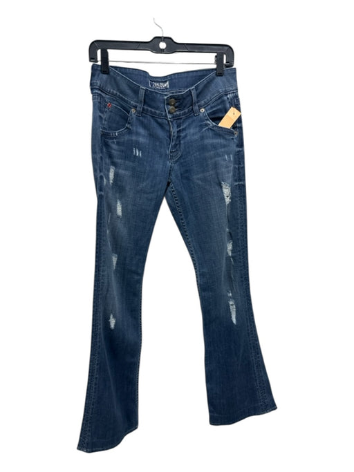 Hudson Size 28 Light Wash Cotton Distressed zip fly Low Rise Flare Hem Jeans Light Wash / 28