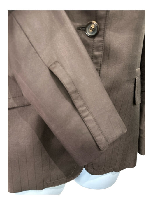 Gucci Size 40 Brown Silk 1 Button Pinstripe Blazer Jacket Brown / 40
