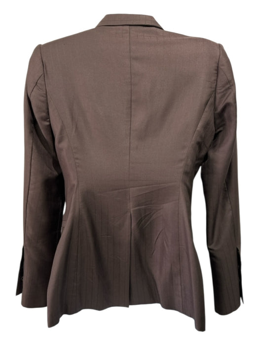 Gucci Size 40 Brown Silk 1 Button Pinstripe Blazer Jacket Brown / 40