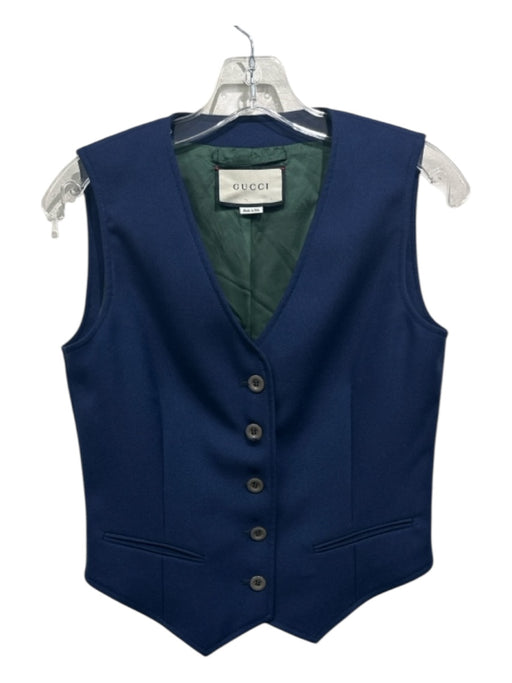 Gucci Size 40 Blue Polyester Sleeveless Button Up Vest Blue / 40