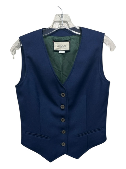 Gucci Size 40 Blue Polyester Sleeveless Button Up Vest Blue / 40