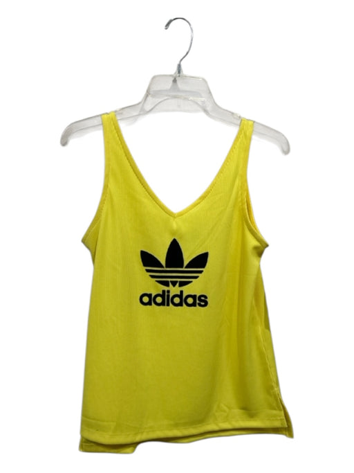 Adidas Size S Yellow & Black Cotton Sleeveless V Neck Ribbed Top Yellow & Black / S