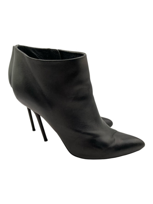 Gucci Shoe Size 38.5 Black Leather Stiletto Pointed Toe Side Zip Booties Black / 38.5