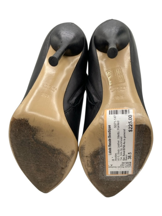 Gucci Shoe Size 38.5 Black Leather Stiletto Pointed Toe Side Zip Booties Black / 38.5