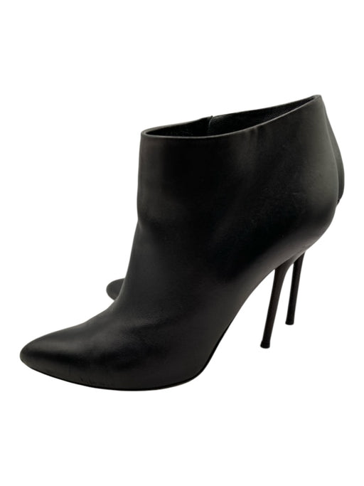 Gucci Shoe Size 38.5 Black Leather Stiletto Pointed Toe Side Zip Booties Black / 38.5