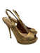Gucci Shoe Size 37 Gold Leather Snakeskin Peep Toe Stiletto metallic Sandals Gold / 37
