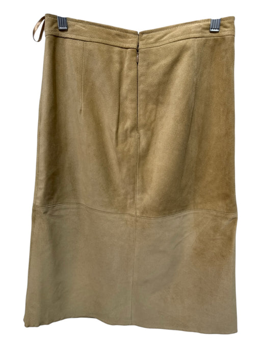 Banana Republic Size 4 Camel Beige Leather Suede Back Zip Front Slit Skirt Camel Beige / 4